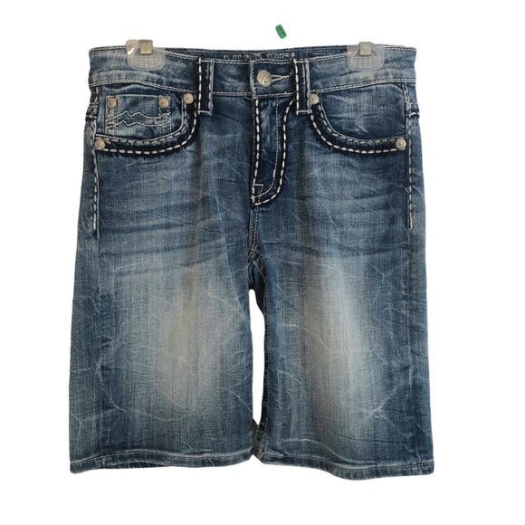 Miss Me Boyfriend  Bermuda Denim Med Wash Shorts Ladies 26 - Picture 1 of 14